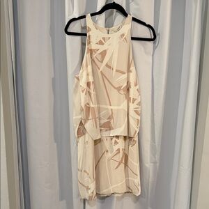 Rare Halston Heritage Round Neck Tiered Dress in the "Cream Paradise Print"
